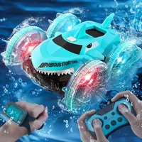 2.4G Amphibious RC Car Gesture Sensing Double-Sided Stunt Car Remote Control Shark Vehicle with Light Boy Toy Kid Christmas Gift