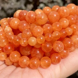 6 8 10mm Natural Stone Beads Orange Sunstone Spacer Loose Round Beads For Jewelry Making DIY Bracelets Accessories