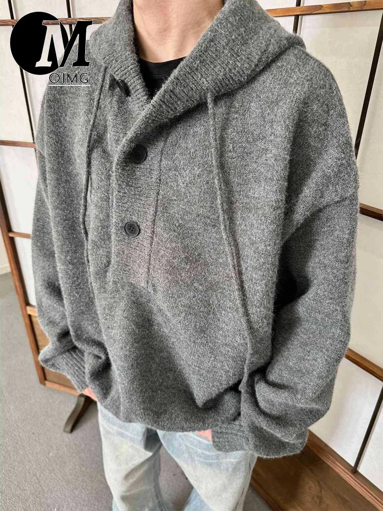 [oimg] Madeextreme Autumn/winter Knitted Sweater Hoodie Solid Color Simple American Loose Lazy Top For Men And Women New