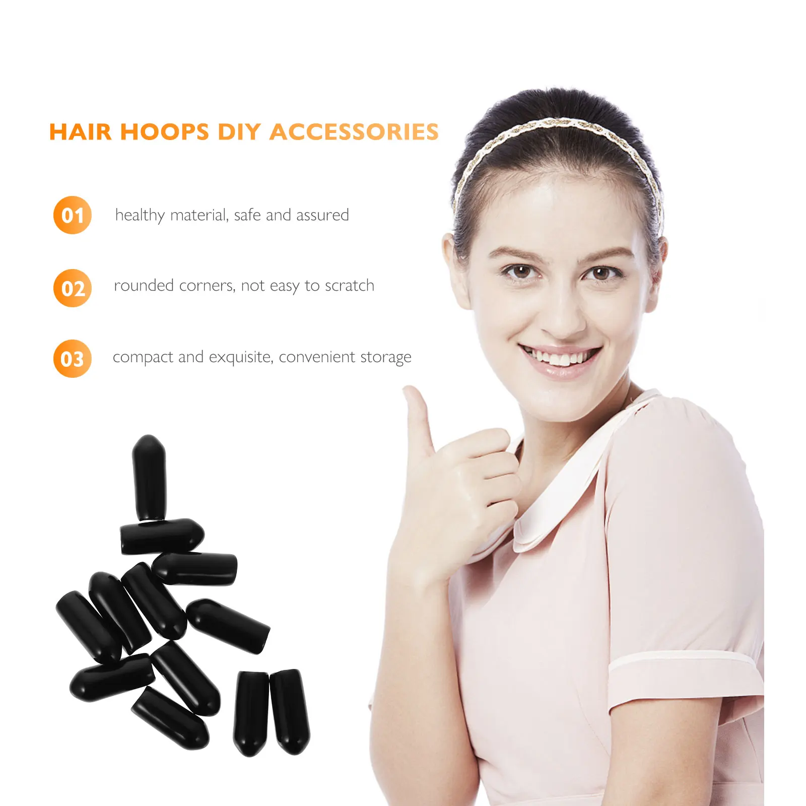 

100pcs Hair Hair Hoops Diy Accessories 4 5mm Headband Headband Rubber End Rubber End Caps Comfortable DIY Parts