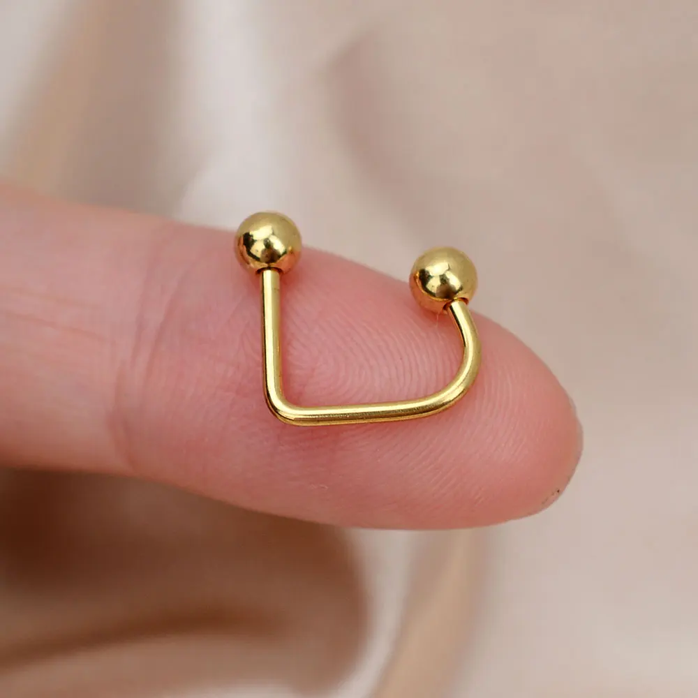 Piercing de labio Punk de acero inoxidable para mujer, Piercing de labio de 16G Labret en forma de U, hélice, cartílago, joyería para el cuerpo, 1 unidad