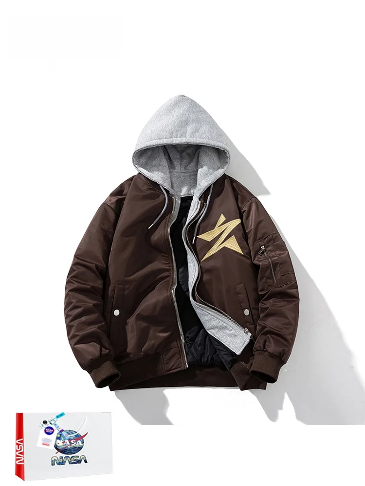 

ex Baseball Sle Windbreaker Jaet American Design Collaborative Outerwear Men's Trendy Flight Jaet Cotton Coat