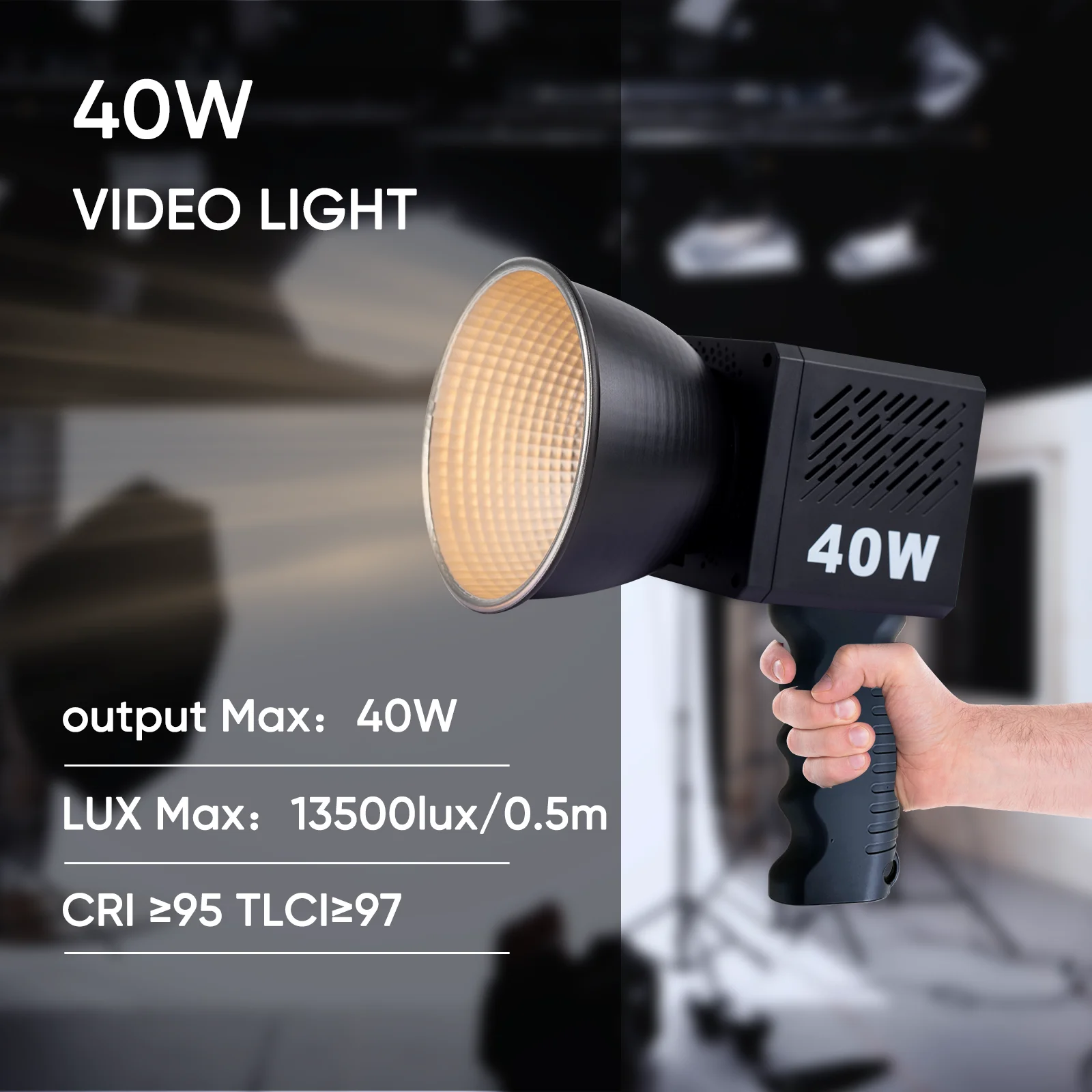 Professional 40W LED Photography Video Lamp Bi-Color 2500K-6500K 3400mAh COB Video Light For Video Recording Outdoor Shooting