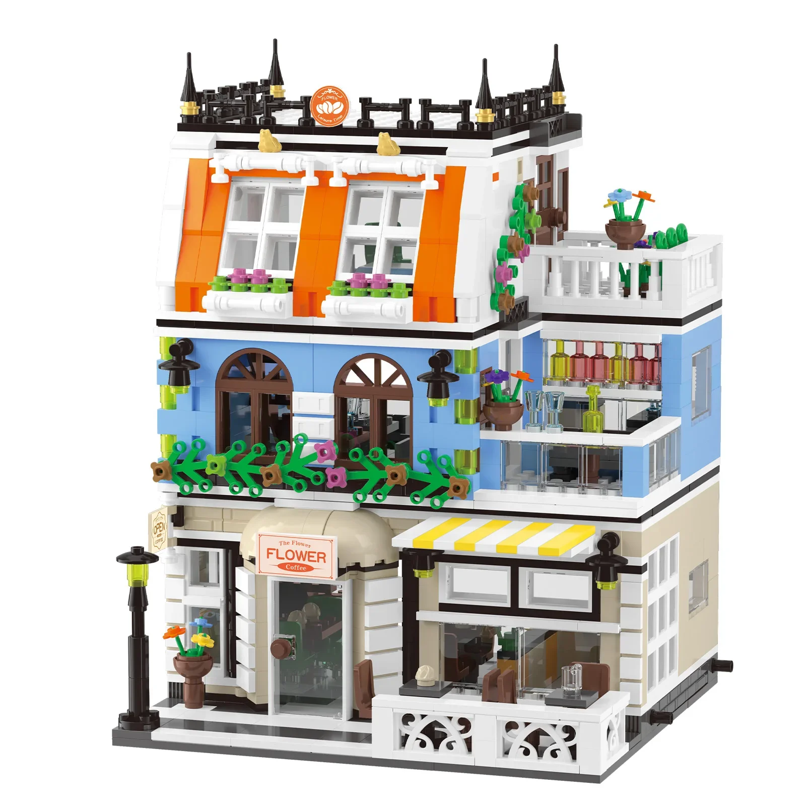 City Garden Hotel Building Sets,House Architecture Model Blocks Toys for Adults & Teens，1300 PCS Mini Bricks with LED