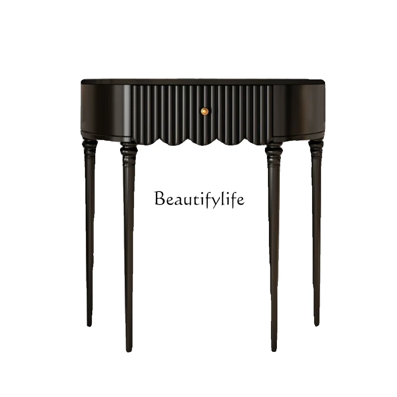 

-*French solid wood retro art entrance table entrance door simple home