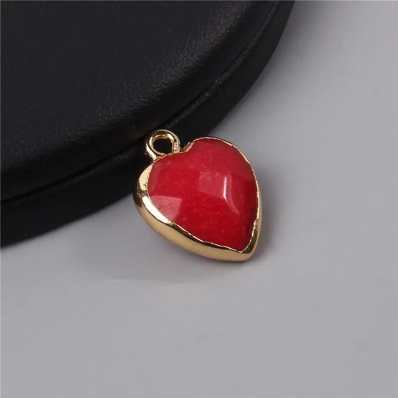5PCS Natural Faceted Heart Shape Stone Pendant Howlite Dalmation Agate Charms For Diy Earrings Necklace Bracelet Jewelry 17x14mm