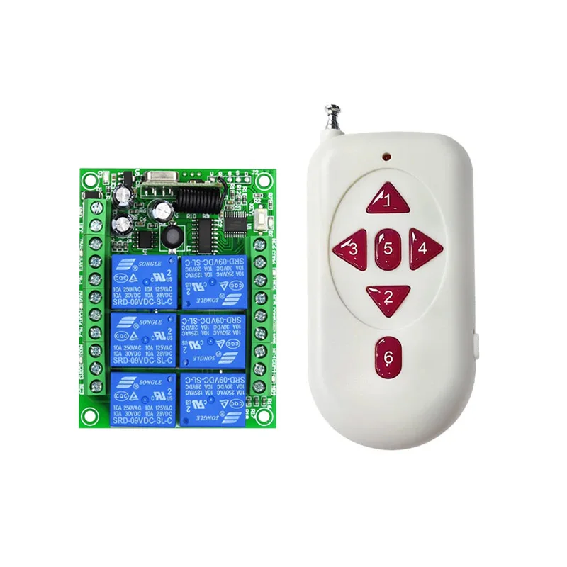 Universal 433mhz DC 12V 6 channel RF Wireless radio Remote Control switch system Receiver Transmitter 100m