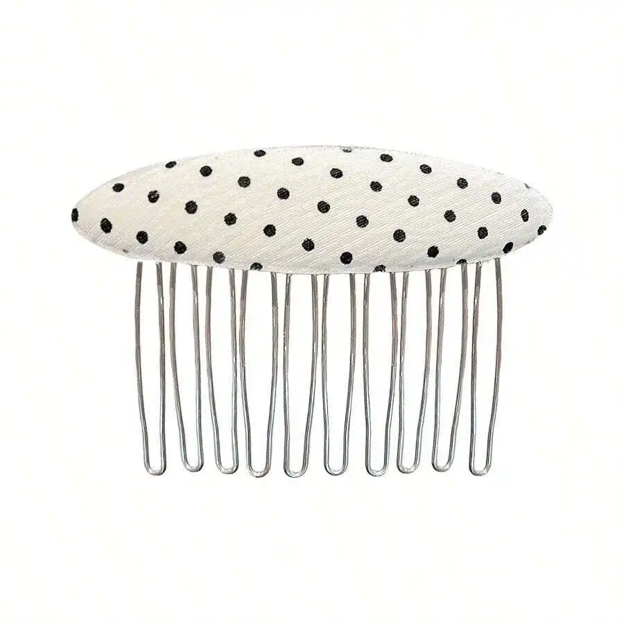 Polka Dot Fabric Hair Comb For Women Side Hair Accessory