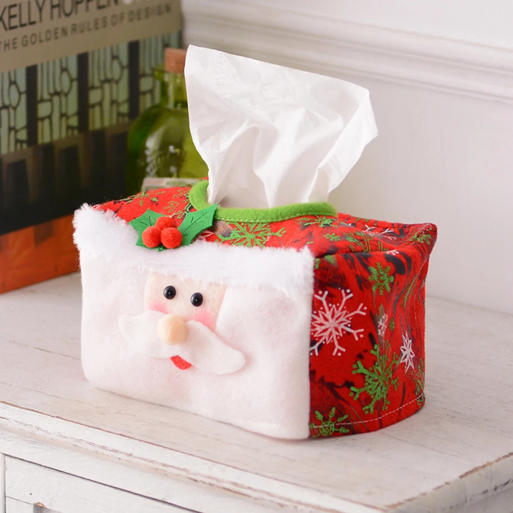 

2 Pcs Desktop Decorative Tissue Set Holiday Paper Towel Holder Cover Case Christmas Bathroom Toilet Decoration Towels