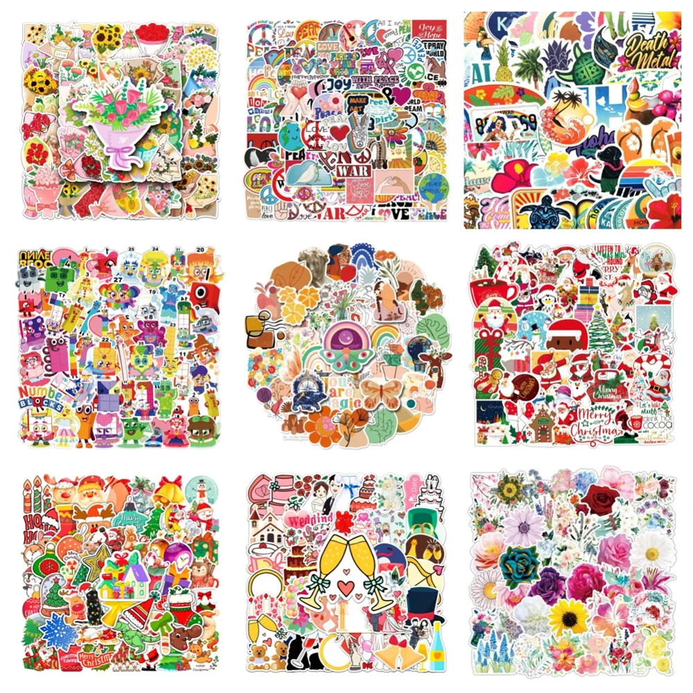 10/30/50PCS Cartoon Bouquet Sticker Graffiti Computer Luggage Car Wall Sticker Wholesale Toys Decoration Wholesale