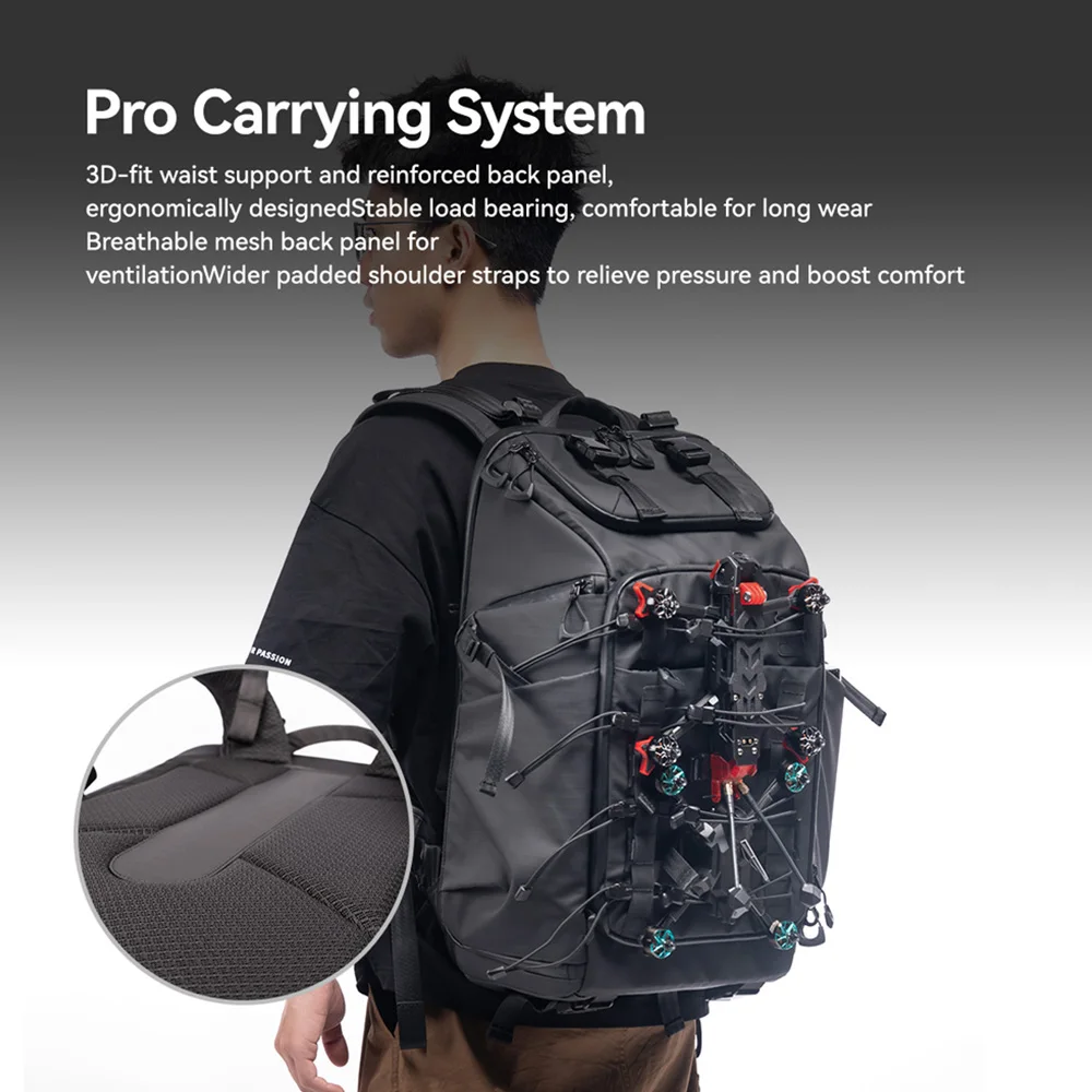 iFlight Keeper 35 V2 Backpack 540X380X220mm 35 Liter Volume Resizable Compartments Ntegrated RGB Light Strips For FPV Drone