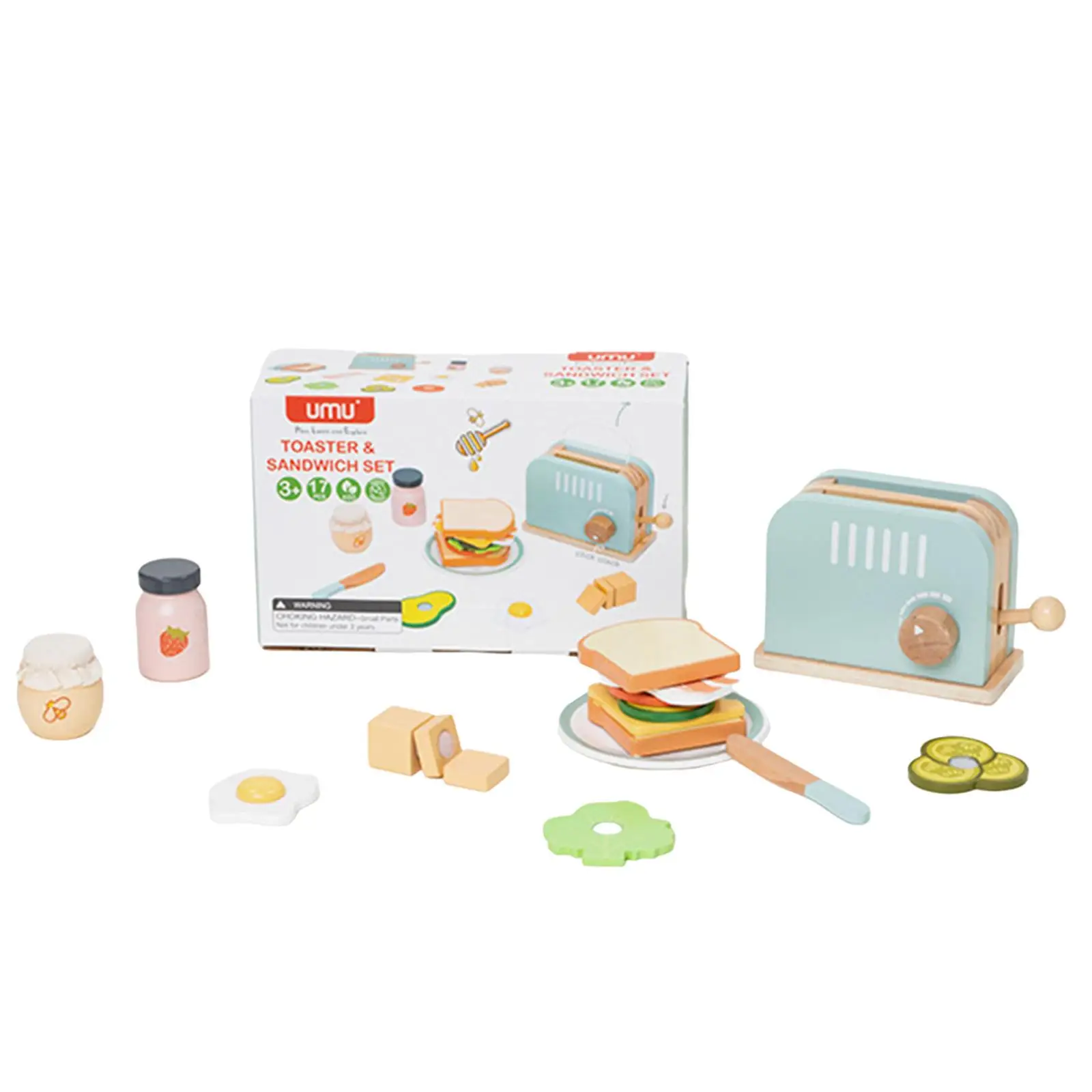 Bread Maker Toy,Pretend Play, Food Set Breakfast Playset Play Kitchen Accessories Wooden Kitchen Toys for Girls and Boys