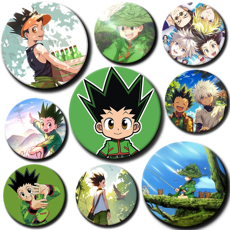 

58mm Cartoon Character Gon Freecss Button Pin Anime Role Gon Freecss Brooch Creative Badge for Backpack Clothes Decoration Gift