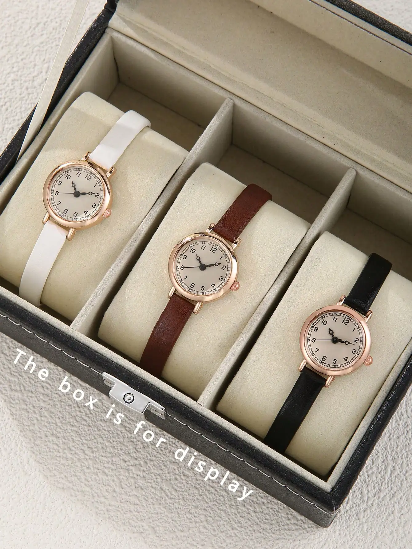 3-piece women's personalized small dial simple casual fashion quartz watch women's set