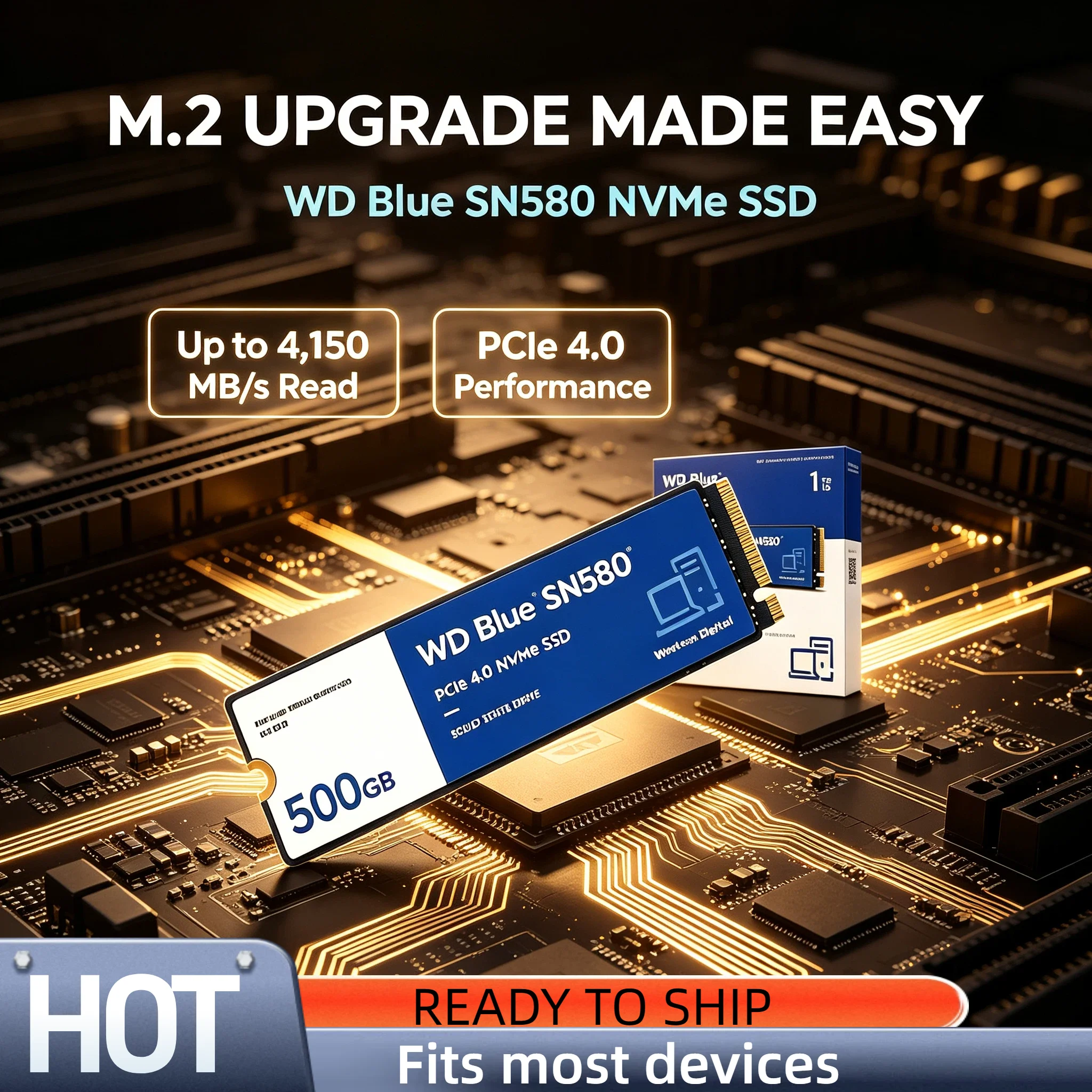 WD Blue SN580 NVMe SSD 2TB 1TB 500GB PCIe 4.0x4 2280 M.2 Unidade de Estado Sólido Interna para Laptops PC Pro Unit Xtreme