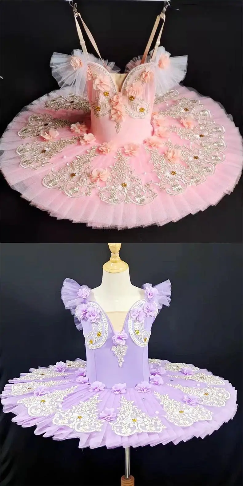 2024 New Ballet Tutu Swan Lake Pancake Tutu Dress Girl Child Ballerina Stage Performance Ballet Dance Costume For Kid Adult