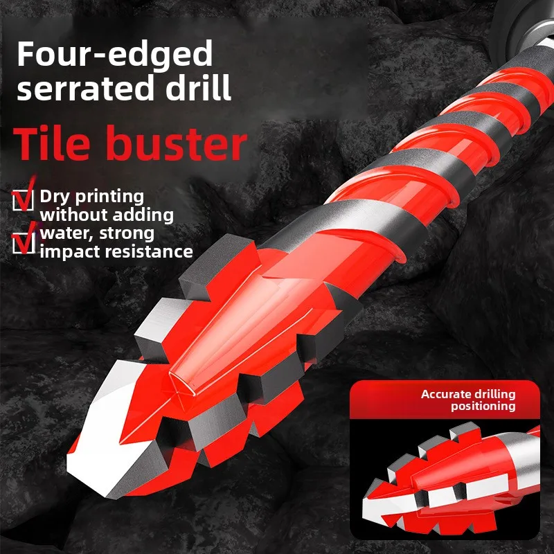 

Upgraded four-edged serrated eccentric dry drill all-ceramic tile drill bit tilted head eccentric drill cast iron concrete drill