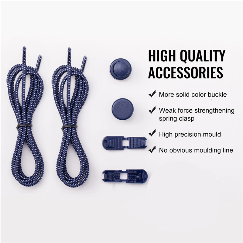 Round Shoe Laces Elastic No Tie Shoelaces Plastic Lock  Suitable For All Sports Shoes Accessories Lazy Shoe Lace Rubber band