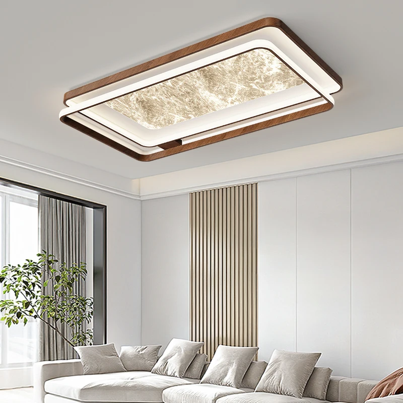 

Потолочный светильник для гостиной из орехового дерева, современный полный спектр, спальня, столовая, детская комната, домашний декор, светильник