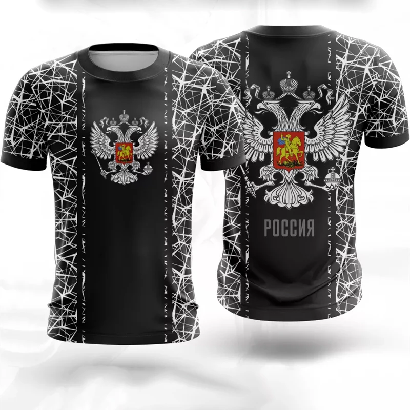 Russian Coat Of Arms T-shirt For Men\'s Clothes Camouflage Outdoor Sport Wear T Shirts Pride Short Sleeve Tee Top Summer 2025