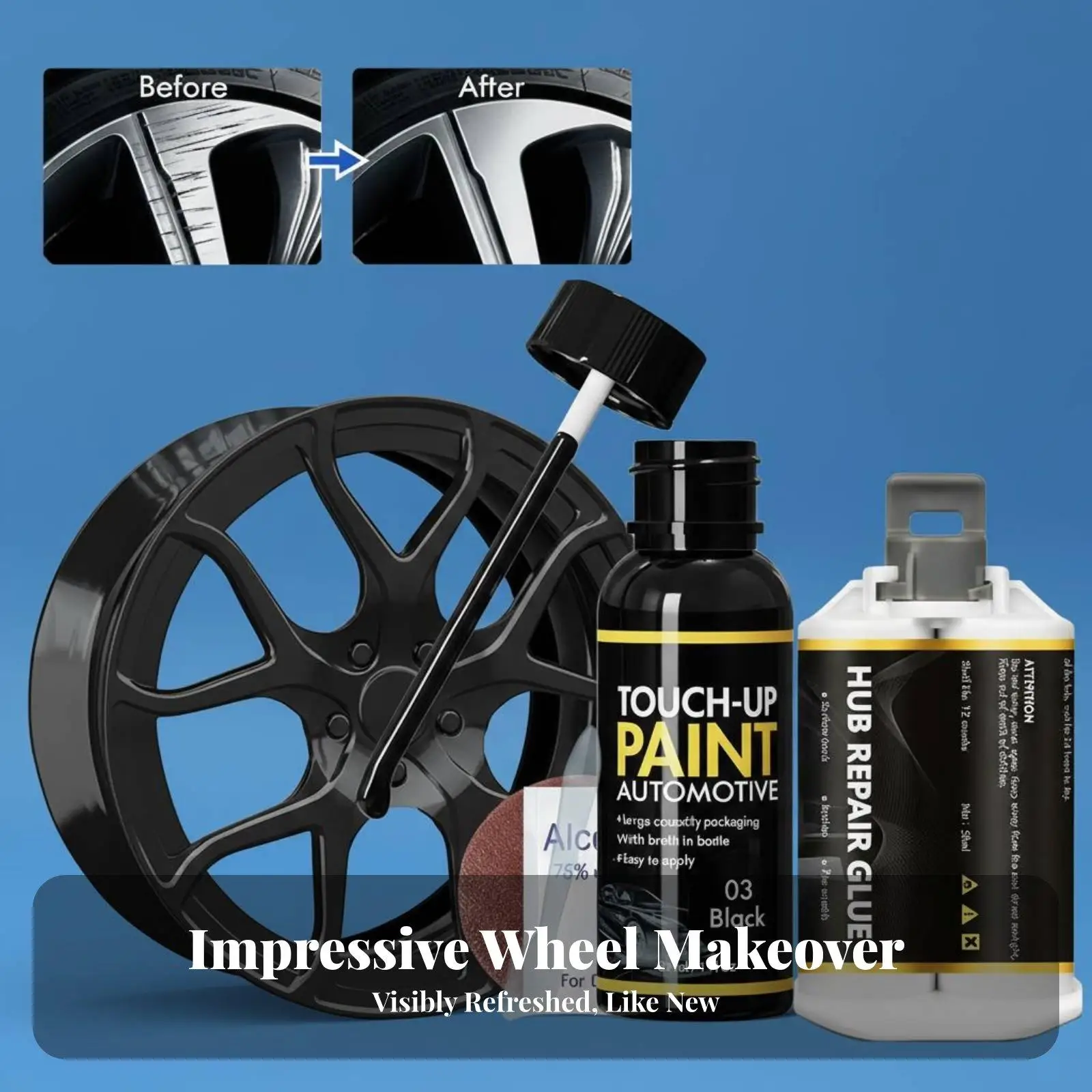 Alloy Wheel Scratch Repair Pen Set for Car Rims with Heat Resistant Paint for Curb Rash and Oxidation Fix Car Repair Tool view 3