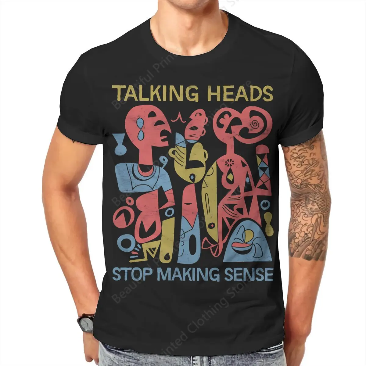 

Talking Heads Stop Making Men Women Trend Fun T-shirt Sense Printed Short Sleeved T-shirts Fashion Tops Street Short Sleeve