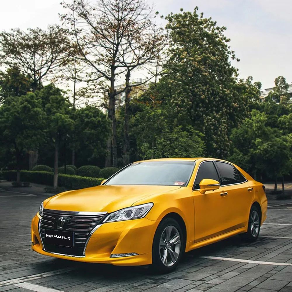 

5x56ft Matte Diamonds Yellow To Gold Vinyl Stickers For Cars Carbon Fiber Interior