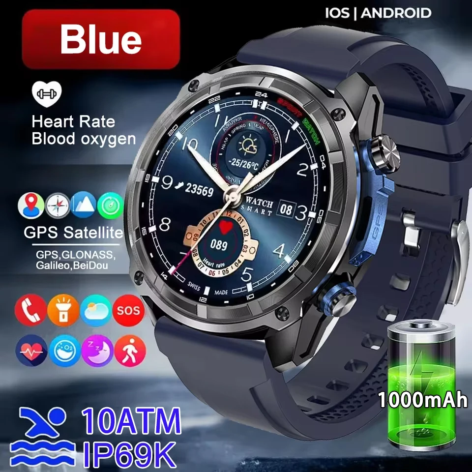 Nieuwe T-REX3 PRO Heren Militaire GPS Smartwatch Outdoor 1000mAh Batterij 10ATM Waterdicht 4GB RAM Bluetooth Oproep AMOLED HD Smartwatch