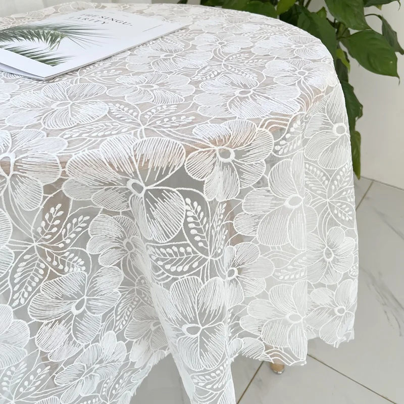 Wide 140cm Flowers Embroidery Fabric Embroidery yarn Organza Glass yarn fabric Tablecloth decoration, background cloth SC357