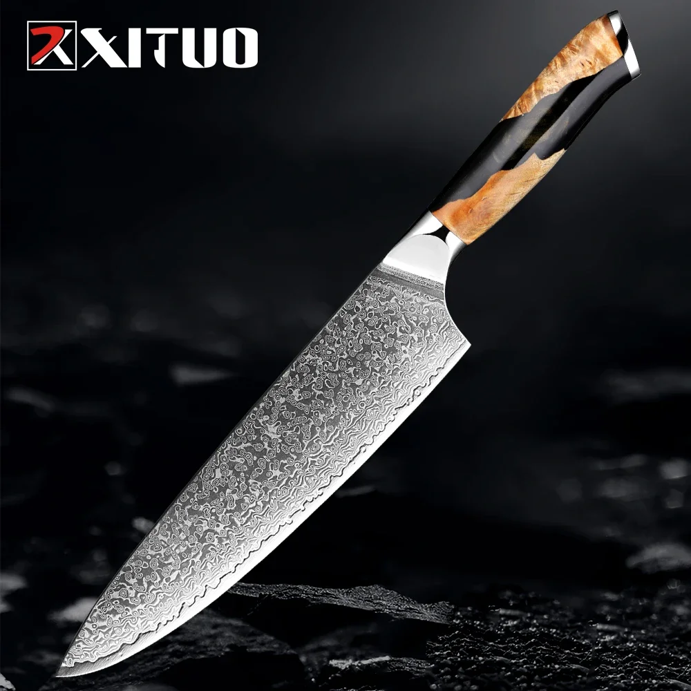 

Damascus Steel Chef Knife 8 Inch Japanese Kitchen Knives Sharp Gyuto Kiritsuke Meat Knife Cooking Knife Sliced Meat,Sashimi,Etc