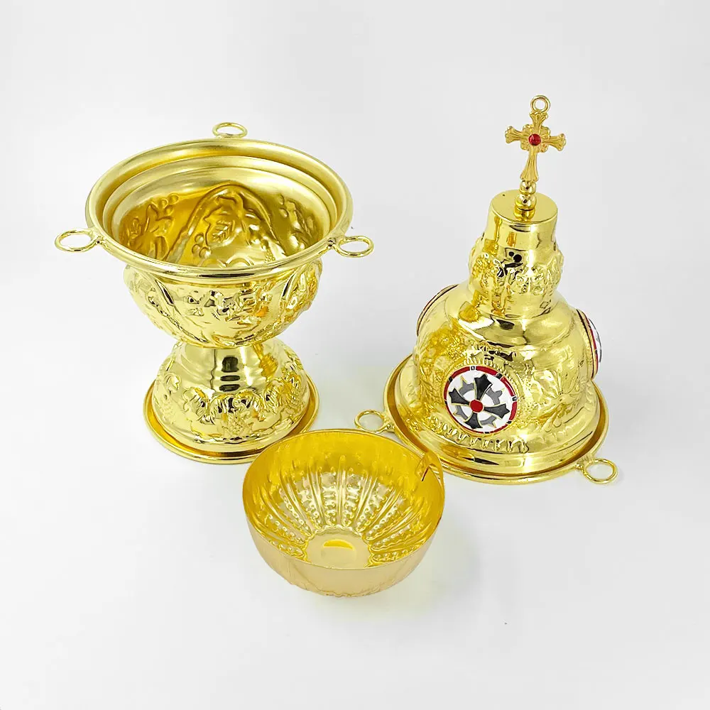 

Orthodox Incense Burner Church Mass Supplies with Western Classic Eastern Greek Style Incense Burners and 12 Large Bells BoxGift