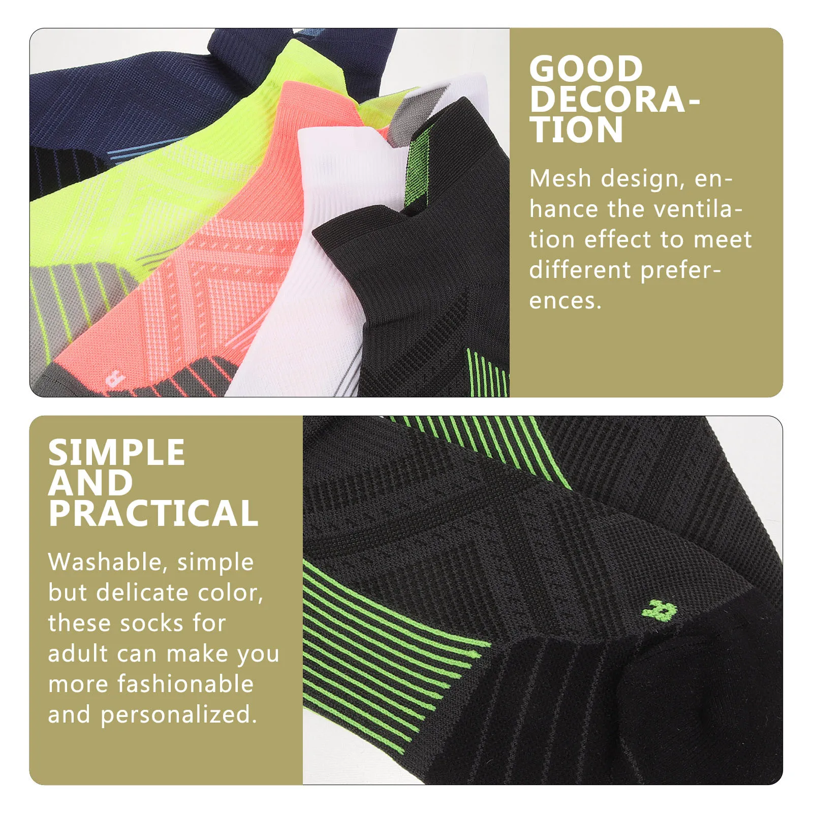 

5Pairs Breathable Anti Slip Running Socks Mesh Design Flexible Opening Comfortable Casual Socks Women Men Fashion