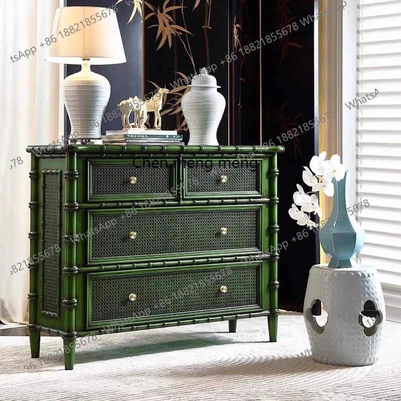 

American solid wood retro entrance cabinet French bedroom chest of drawers medieval balcony dining side cabinetJJ