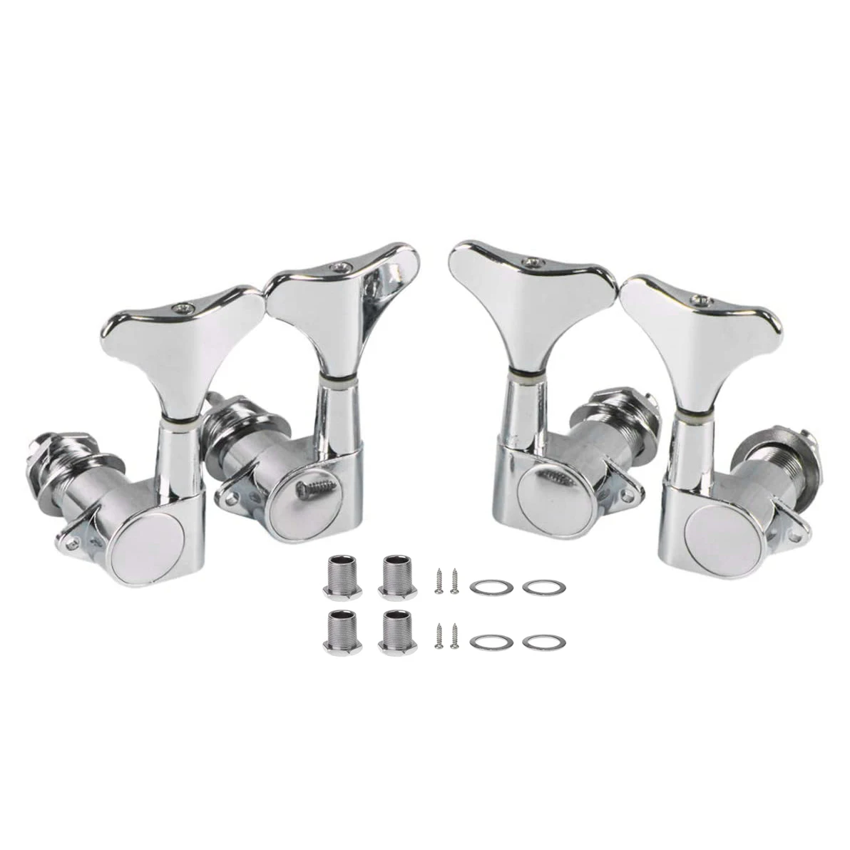 Bass Guitar Tuning Pegs Keys Guitar Bass Tuners for 4 String Guitar Sealed 2L 2R Keys for Electric Jazz Bass Silver