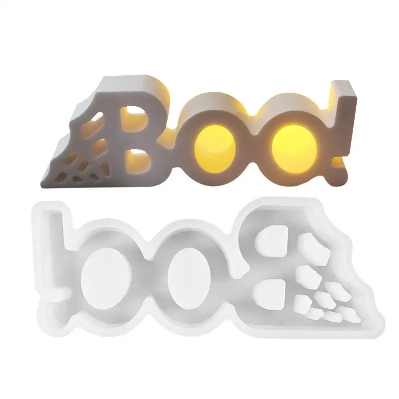 Halloween Molds Silicone Boo Gypsum Mold Cement Ornament Molds Plaster Silicone Mold Craft Resin Casting Concrete Clay Mold