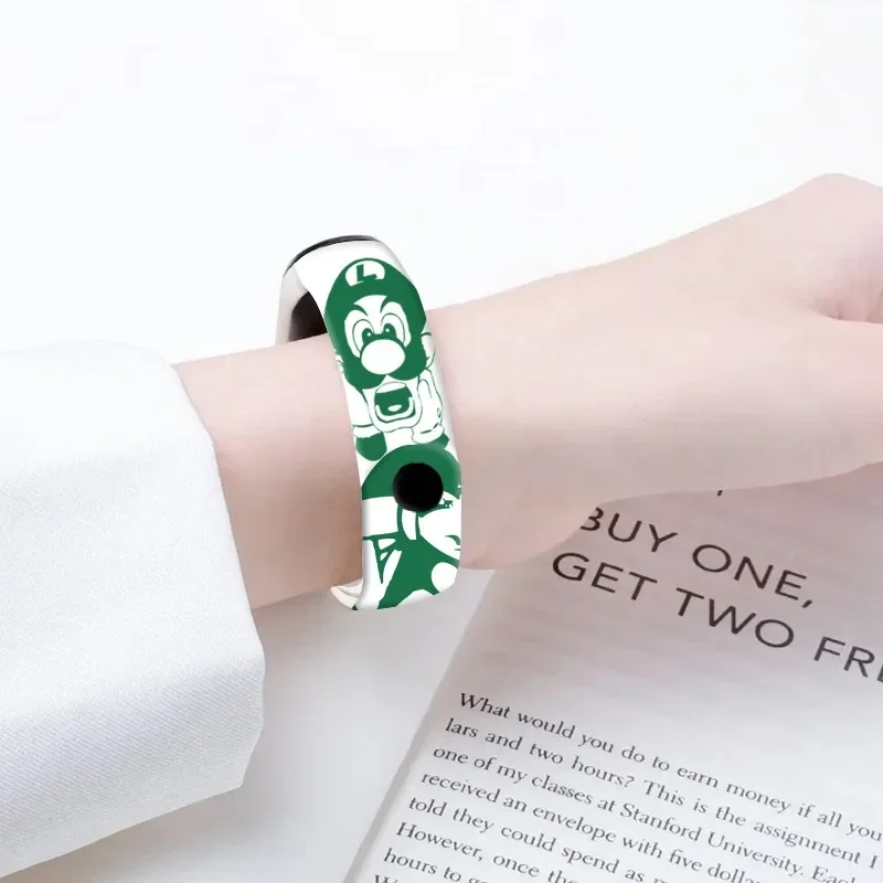 Super Mario Bros Anime Strap for Xiaomi MI Band 7 6 5 4 3 NFC Wristband Cartoon Print Replacement Cute Kid Watchband Accessories