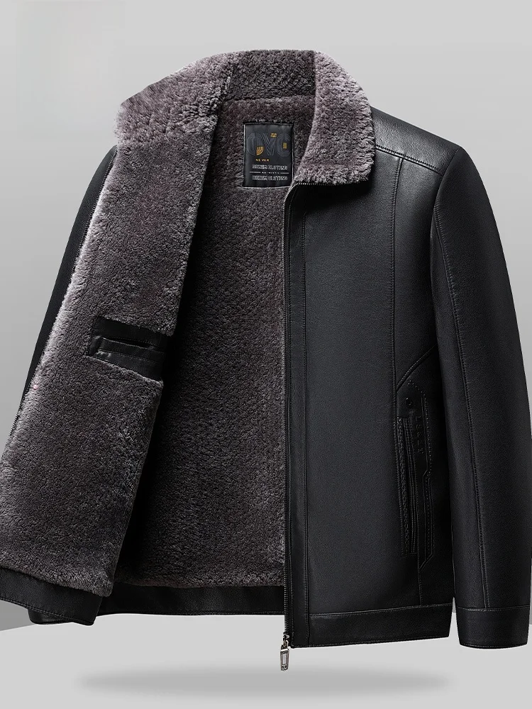 

Мужская зимняя куртка Lormen из утолщенной искусственной кожи на флисовой подкладке с воротником-стойкой на молнии, повседневная, теплая, для делового стиля