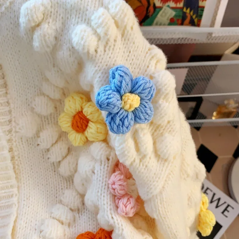 2024 Autumn/Winter New Handmade Hook Flower Knitted Cardigan Sweater Women\'s  Three Dimensional  Embroidered Cardigan