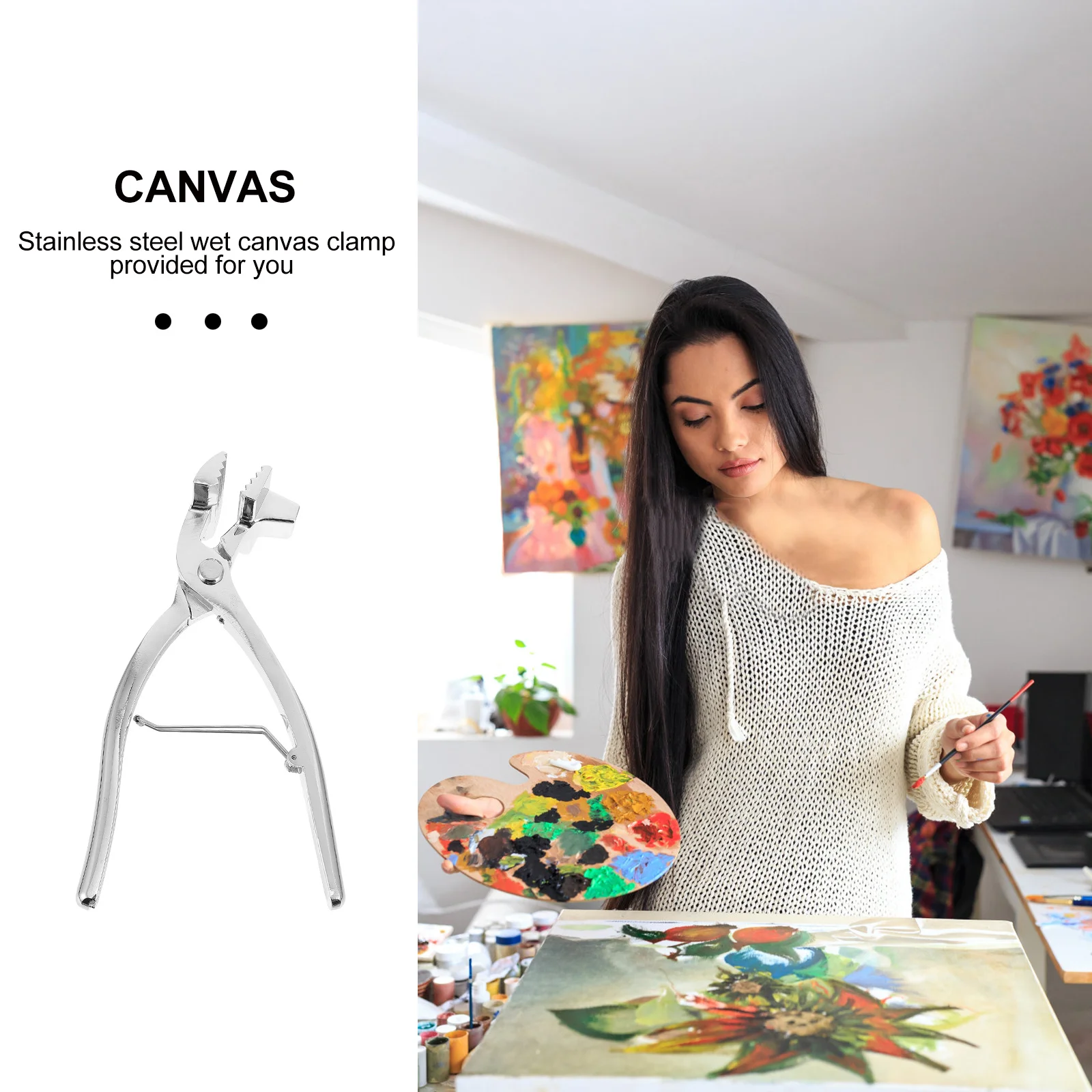 

1Pcs Wet Canvas Clamp Stainless Steel Oil Painting Frame Clip for Artwork Protection Drying Support Canvas Carrier Tool