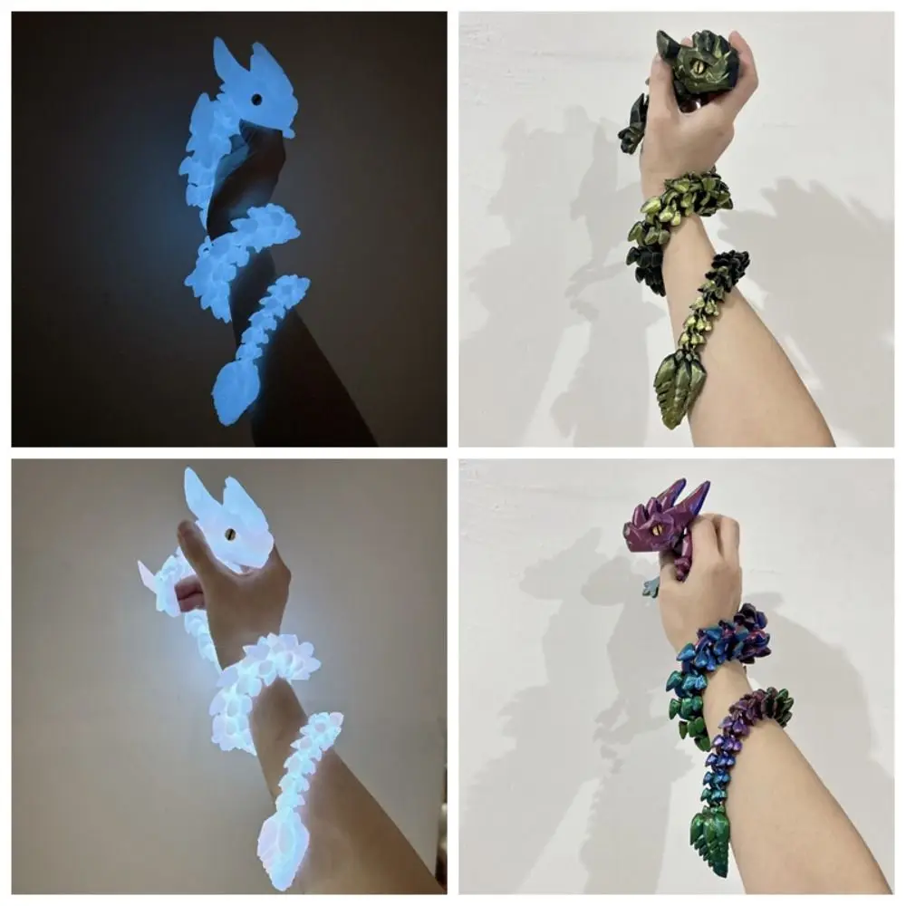 

Luminous 3D Printed Horned Dragon Simulation Glow in The Dark Dragon Figurine Joints Movable PLA Multicolor Dragon Ornament