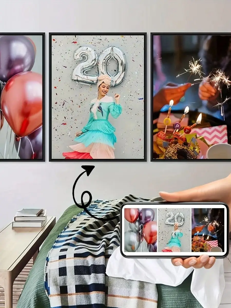 Lot de 6 tableaux personnalisés sur toile – Impression photo sur mesure pour la famille, les animaux, les paysages, les couples, les mariages, la décoration intérieure, les cadeaux