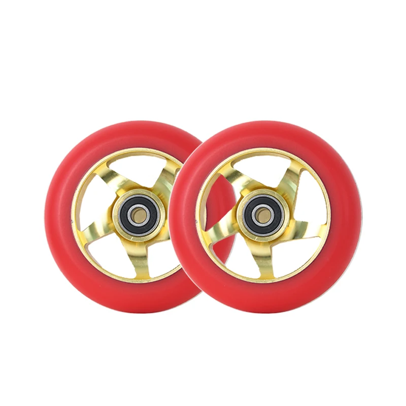 Canniday 100mm Pro Stunt/Push/Kick Scooter Wheels with Bearings Aluminum Alloy Core Scooter Replacement Parts Accessories 2set