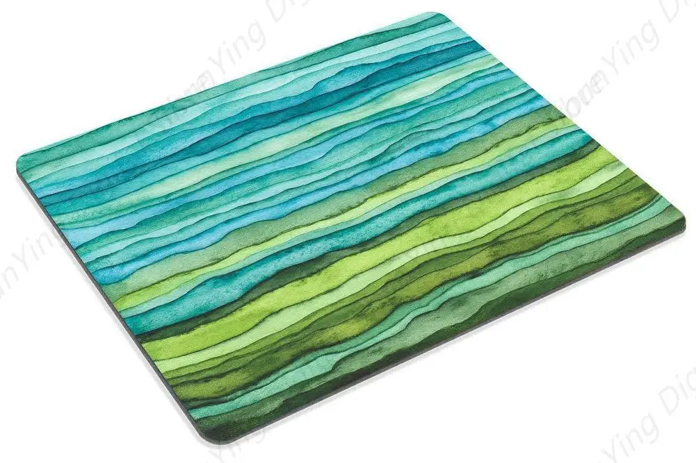 Mouse Pad Bright Blue And Green Wave Watercolor Personalized Mouse Pad Anti Slip Rubber Gaming Computer Laptop Mouse Pad