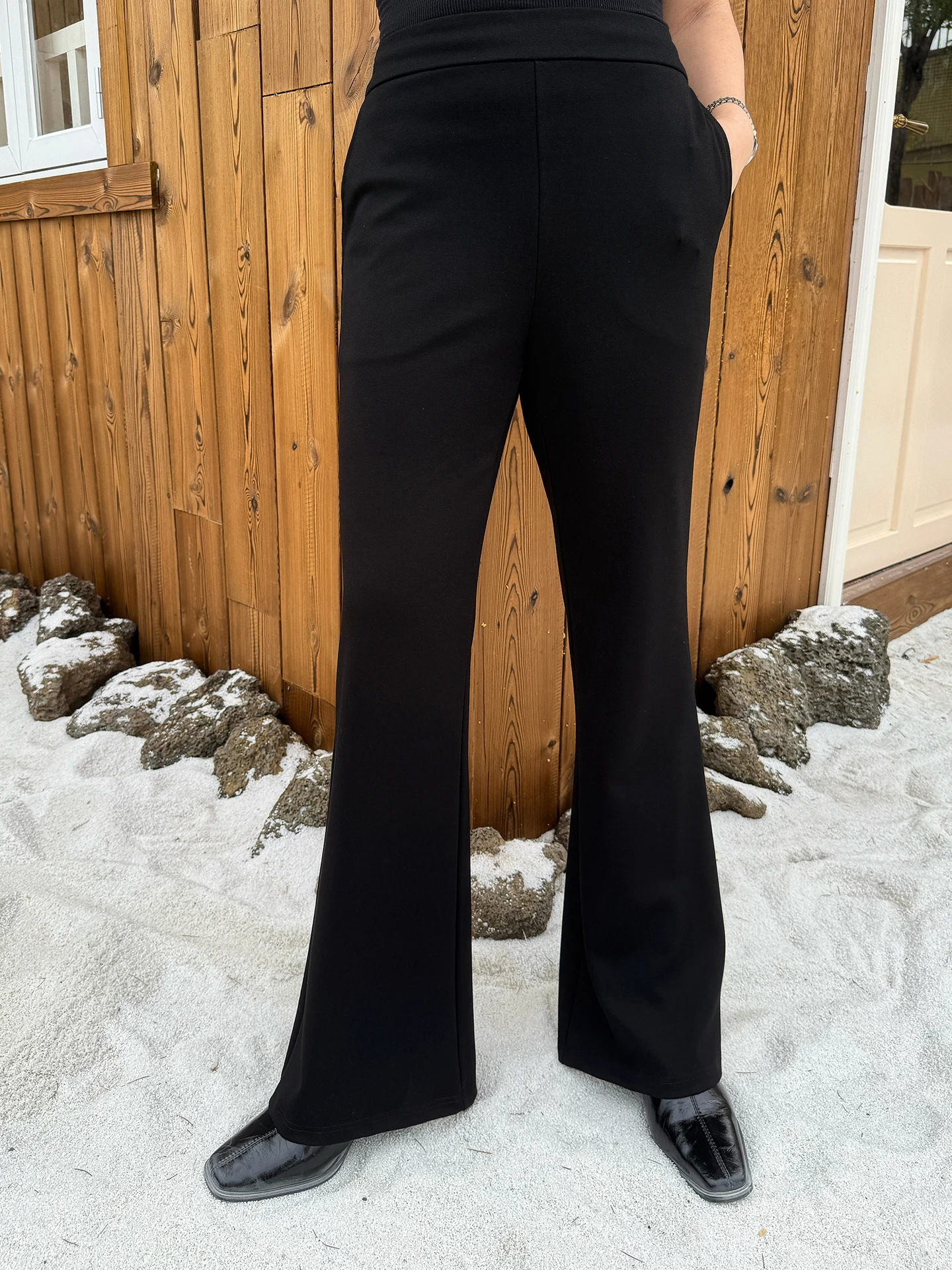 

Женские эластичные расклешенные брюки очень большого размера, повседневные свободные брюки с высокой талией, большие размеры, длинные брюки для женщин больших размеров