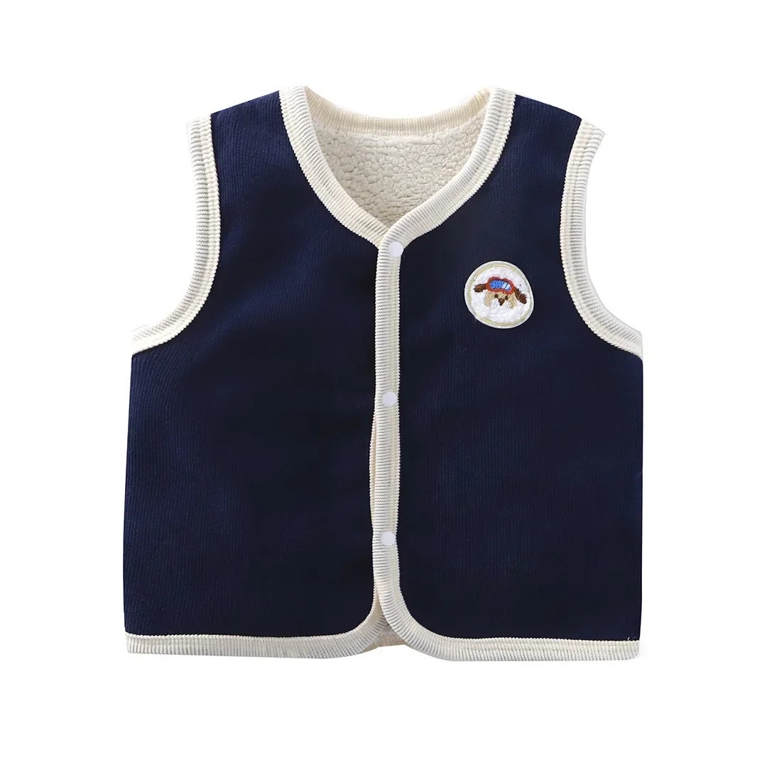 Baby Girls Boys Corduroy Vest Kids Warm Sleeveless Jacket Toddler Infant Cartoon Outerwear Children's Clothing Casual