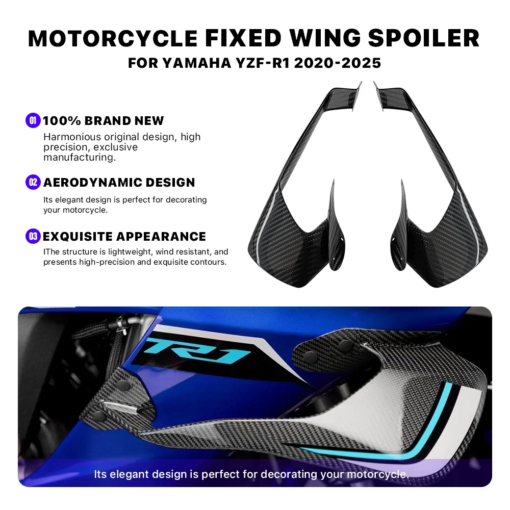 

Для Yamaha YZF-R1 GP YZFR1 YZF R1 2020-2025 мотоциклетный спойлер с фиксированным крылом, крыло сидения, аэродинамическое ветрозащитное крыло, элерон