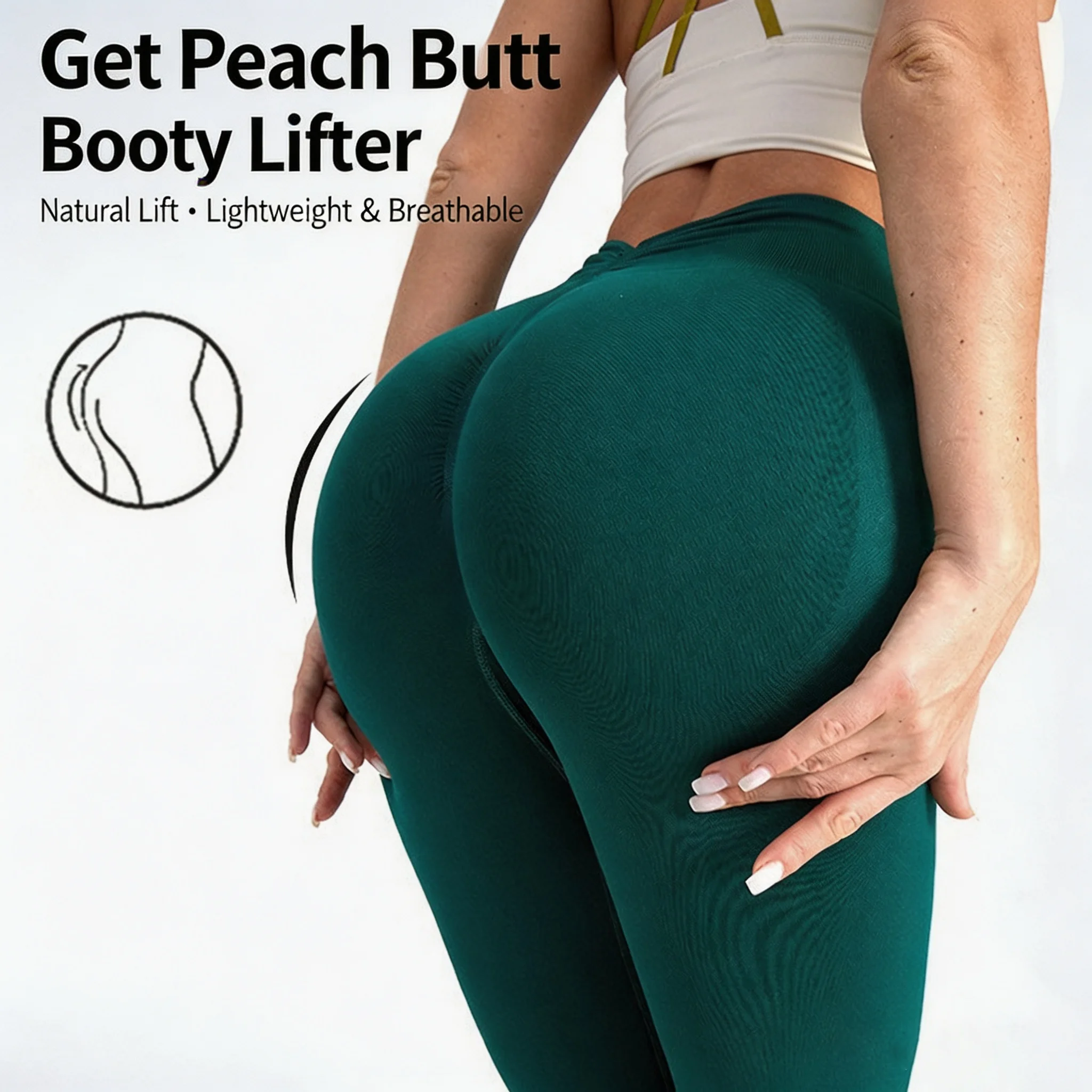 V-Waist Fitness Pants, High Waist Peach Hip Yoga Pants, Women's Tight Fitting Elastic Running Equipment Training, Hip Lifting