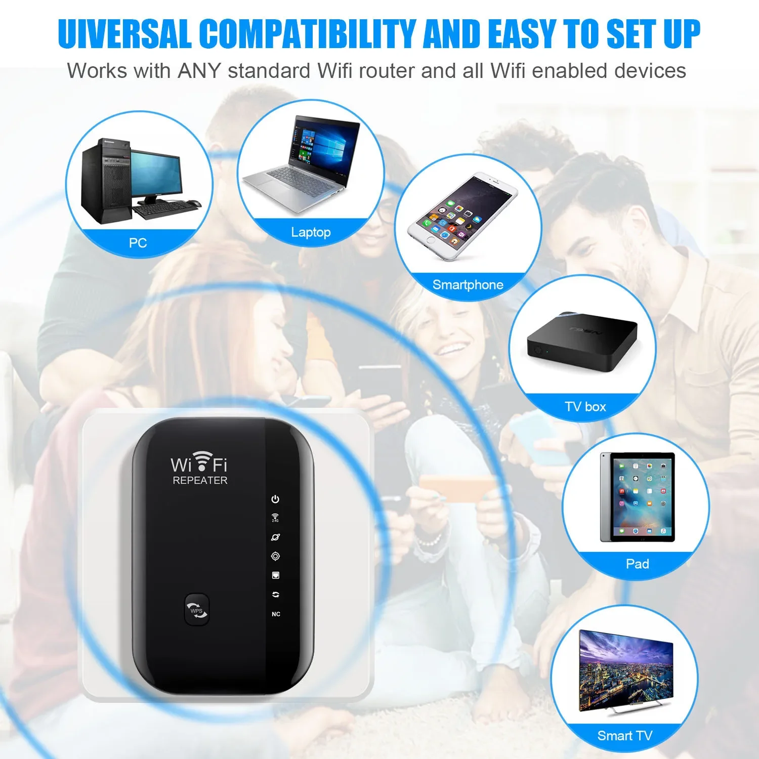 300Mbps Wireless WIFI Repeater Remote Wifi Extender WiFi Amplifier 802.11N WPS WiFi Booster Router 7 Status Light Wi Fi Reapeter