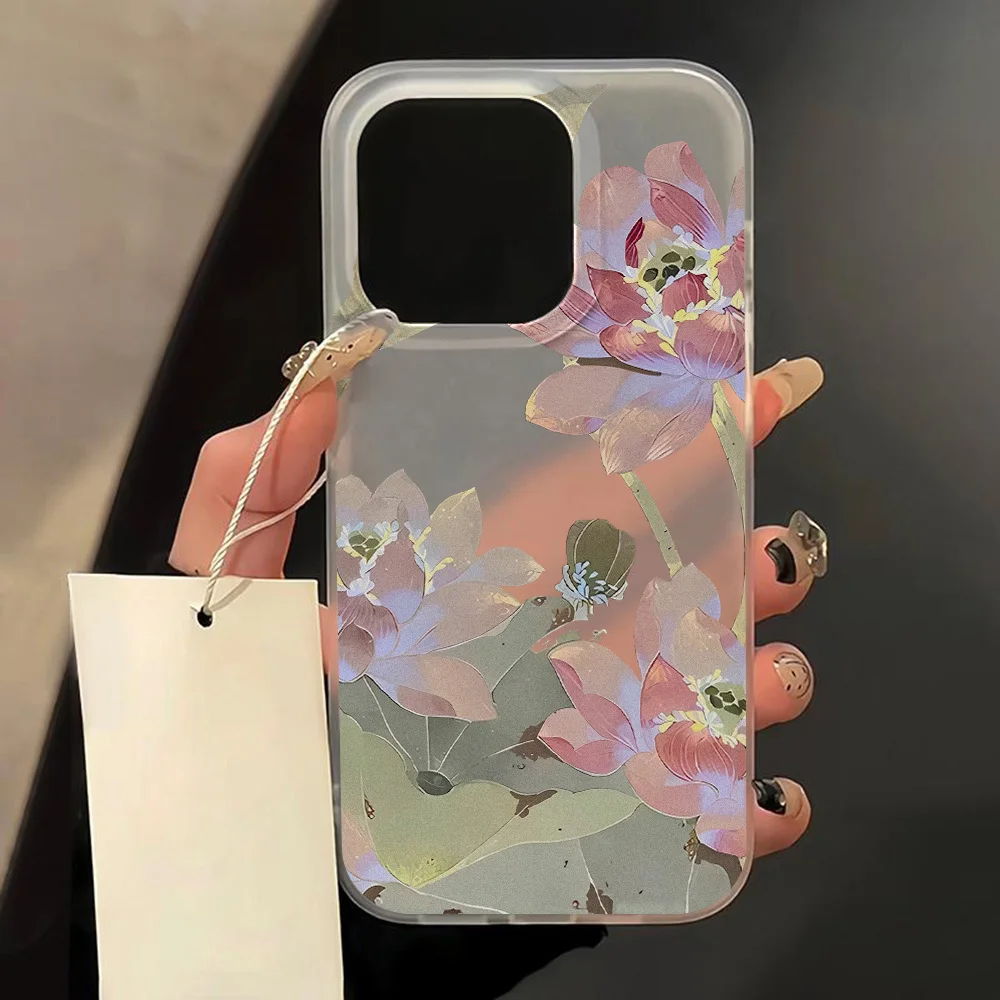 Flowers Phone Case For iPhone 16 Pro Max Case iPhone 15 13 11 12 14 Pro Max 13 Mini 16 15 Plus Translucent Slim Silky Skin Cover