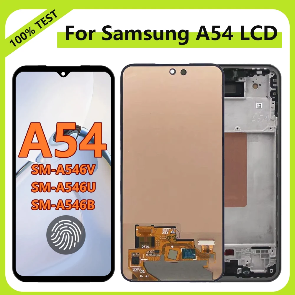 

AMOLED A54 ЖК-экран для Samsung Galaxy A54 SM-A546B A546V A546M ЖК-дисплей с дигитайзером сенсорного экрана A54 с рамкой